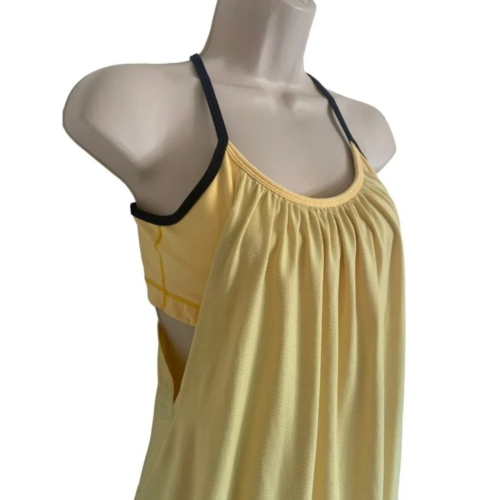 Lululemon Bra Tank Fitness Top Size 4 Relaxed Fit Yellow Black Racerback